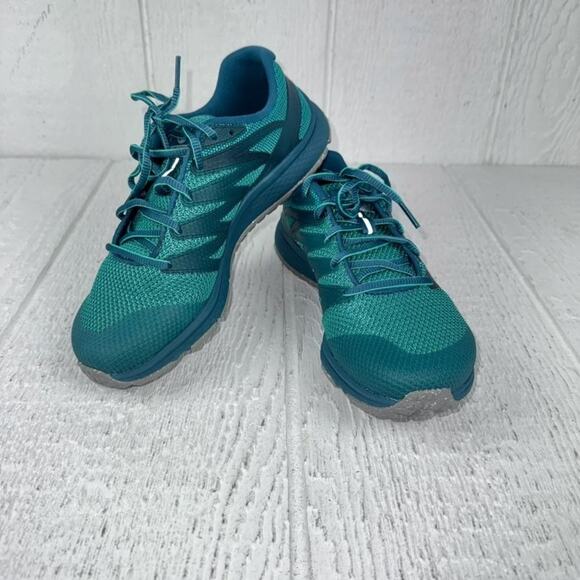 Merrell Trail Running Shoes Womens 9.5 Teal Vibram FlexConnect Hiking Camping - Picture 1 of 12
